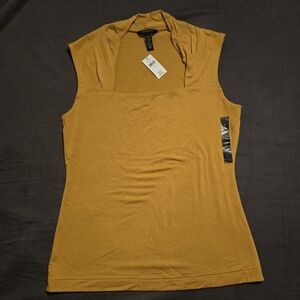 Banana Republic Sleeveless Square Neck Blouse Mustard Goldenrod Stretchy